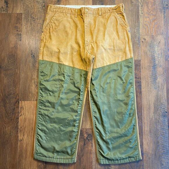 Vintage 90s SafTbak Brown and Army Green Double Knee Wide Leg Baggy Canvas Pants - Picture 1 of 6